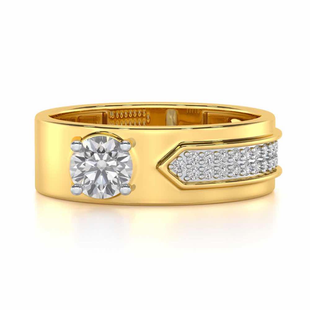 Subtle Frost Solitaire Ring For Men - Yellow Gold - Image 5