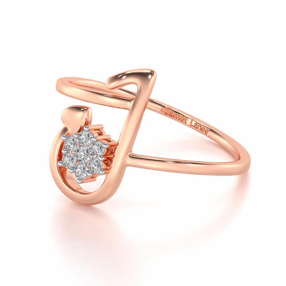 Subtle J Silver Ring - Rose Gold - Image 2