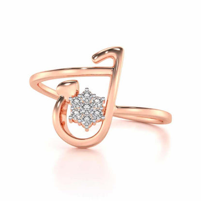 Subtle J Silver Ring - Rose Gold - Image 4
