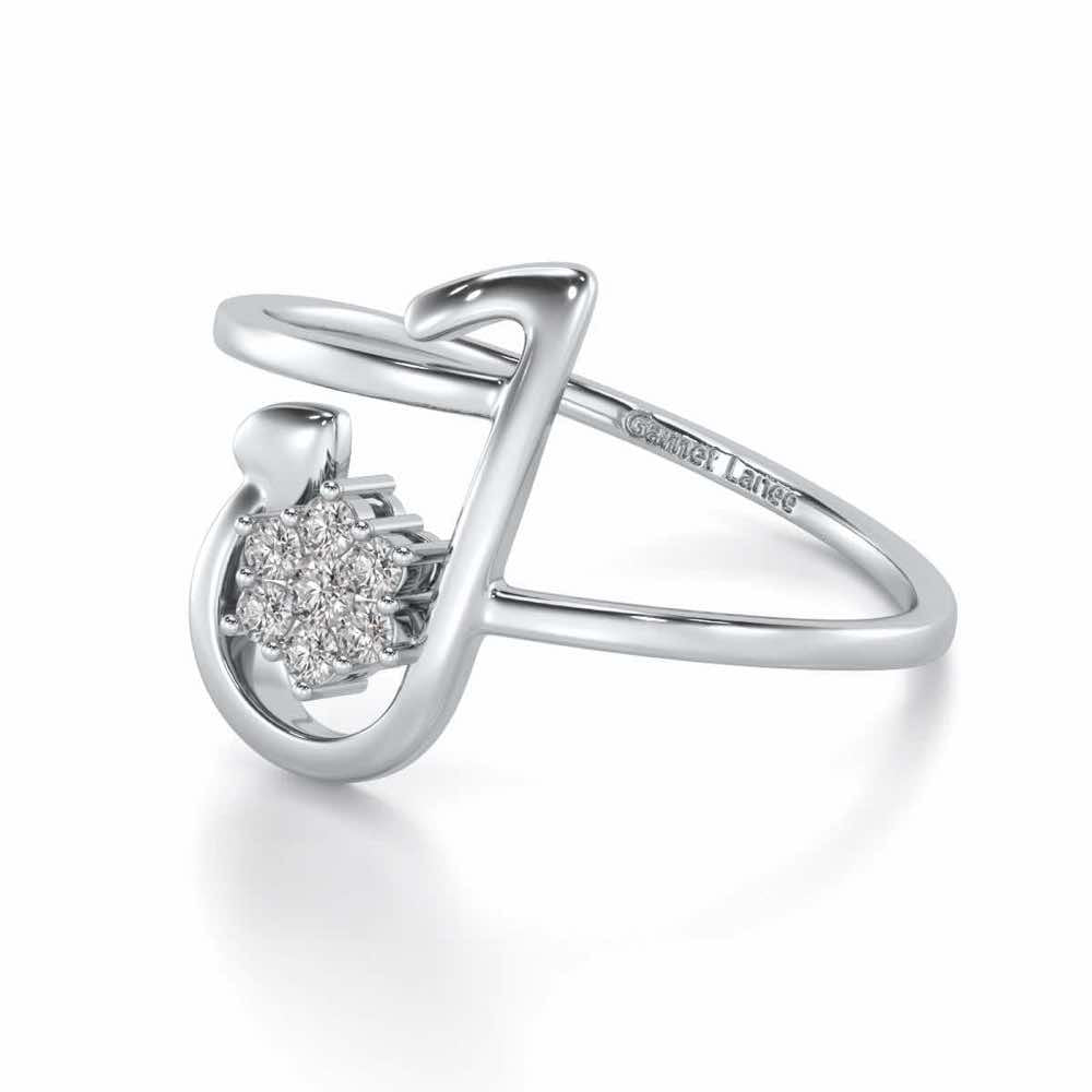 Subtle J Silver Ring - White Gold - Image 2
