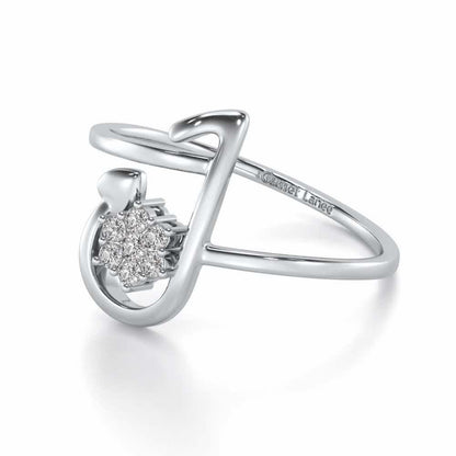 Subtle J Silver Ring - White Gold - Image 2