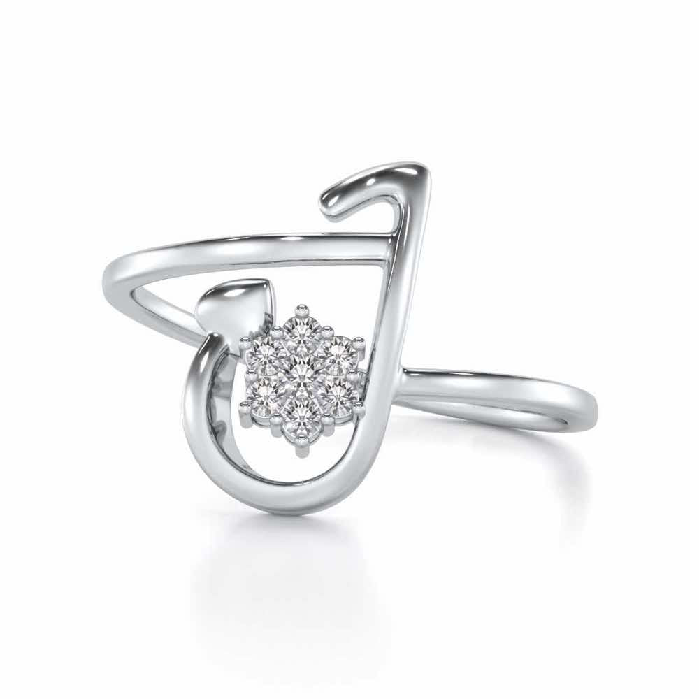 Subtle J Silver Ring - White Gold - Image 4