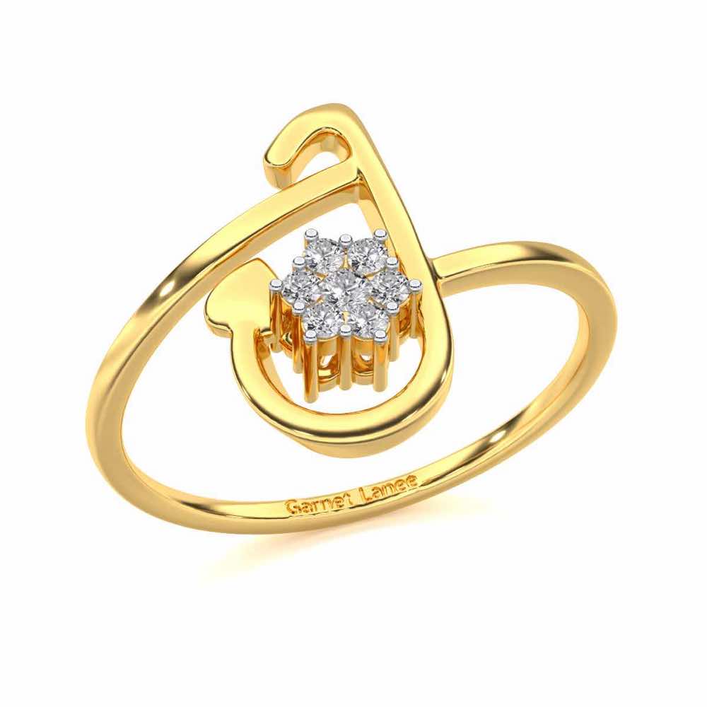 Subtle J Silver Ring - Yellow Gold - Image 1