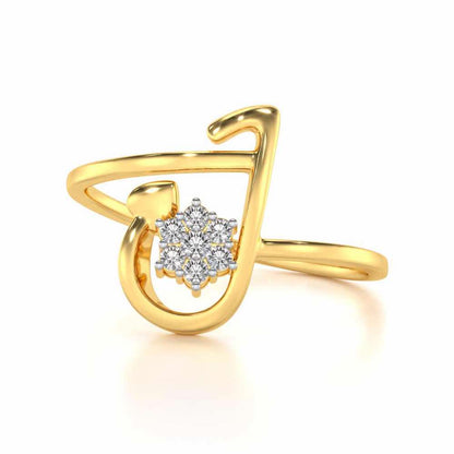 Subtle J Silver Ring - Yellow Gold - Image 4