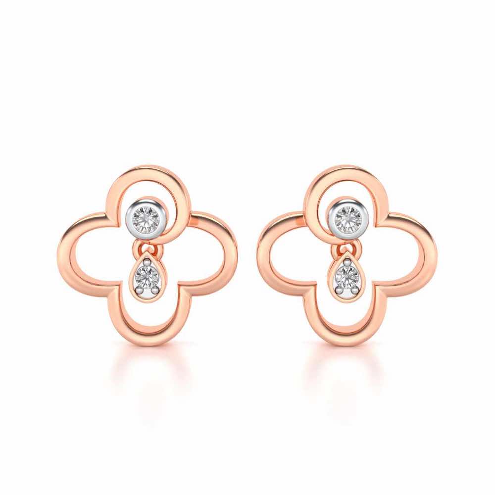 Subtle Shimmer Silver Earrings - Rose Gold - Image 1