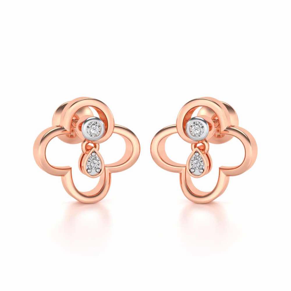 Subtle Shimmer Silver Earrings - Rose Gold - Image 2