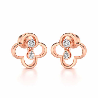 Subtle Shimmer Silver Earrings - Rose Gold - Image 2