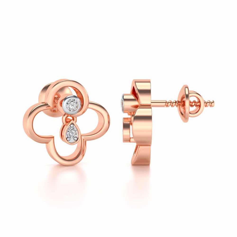 Subtle Shimmer Silver Earrings - Rose Gold - Image 4