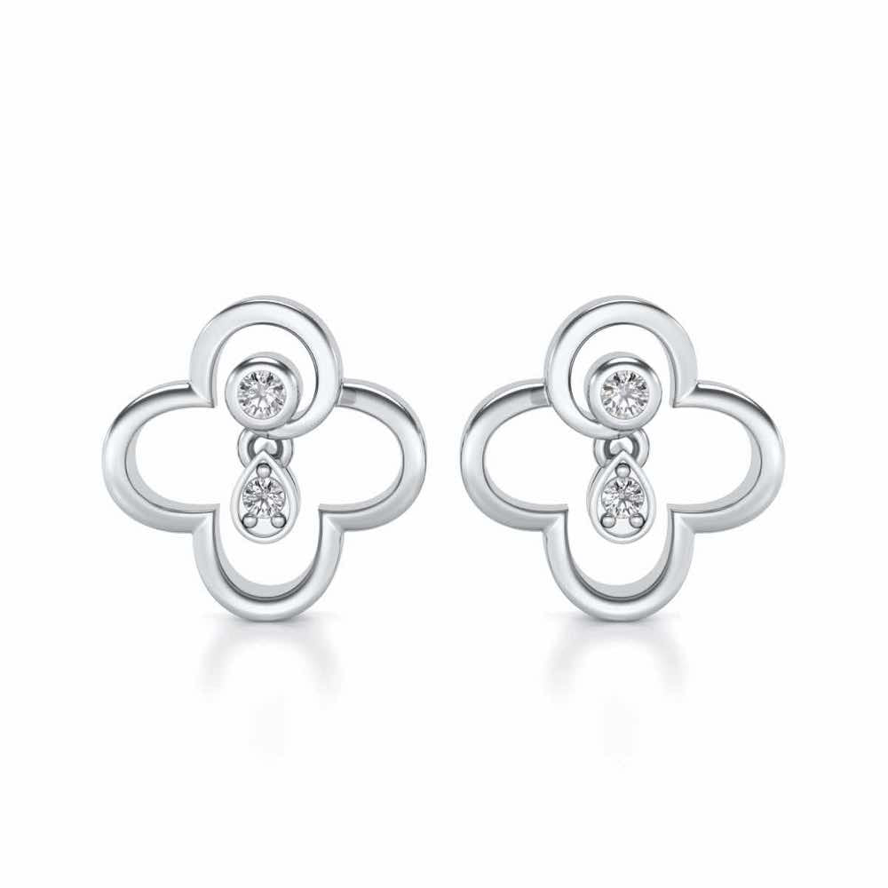 Subtle Shimmer Silver Earrings - White Gold - Image 1