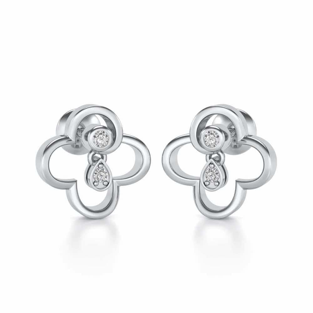 Subtle Shimmer Silver Earrings - White Gold - Image 2