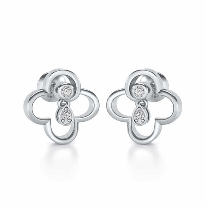 Subtle Shimmer Silver Earrings - White Gold - Image 2