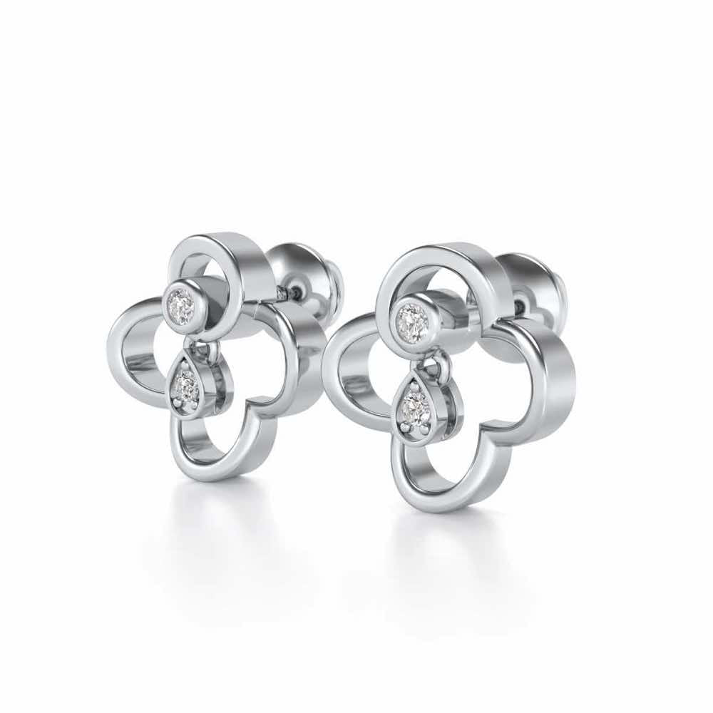 Subtle Shimmer Silver Earrings - White Gold - Image 3