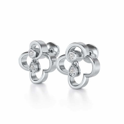 Subtle Shimmer Silver Earrings - White Gold - Image 3