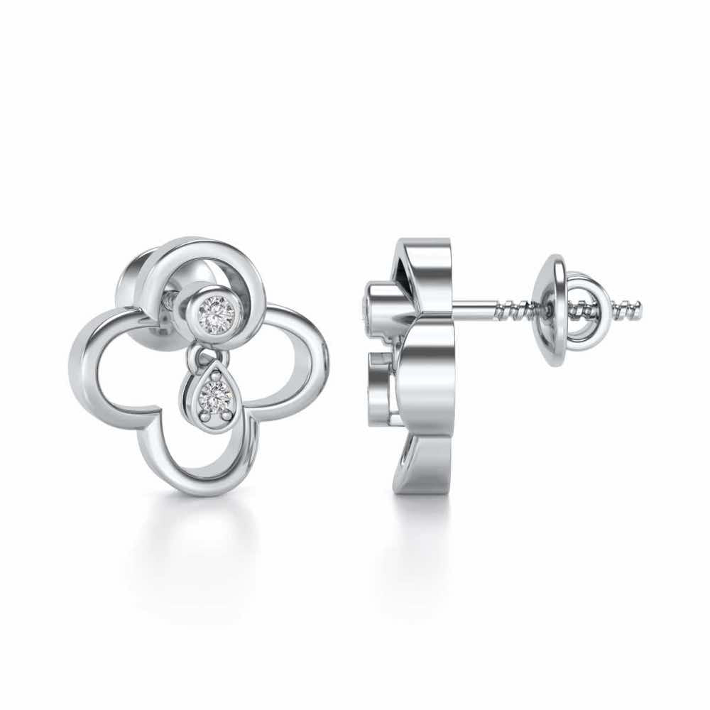 Subtle Shimmer Silver Earrings - White Gold - Image 4