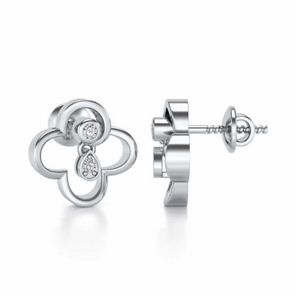 Subtle Shimmer Silver Earrings - White Gold - Image 4