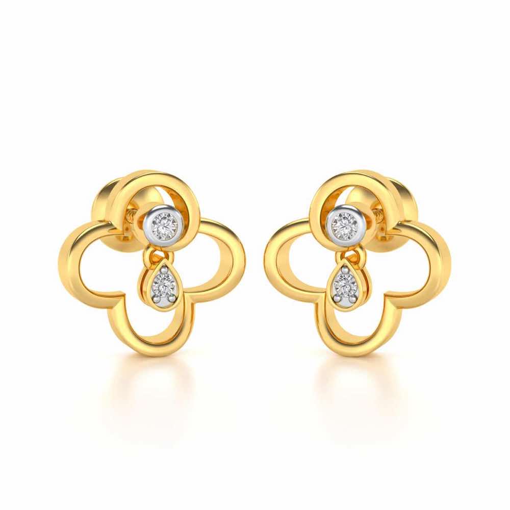 Subtle Shimmer Silver Earrings - Yellow Gold - Image 2