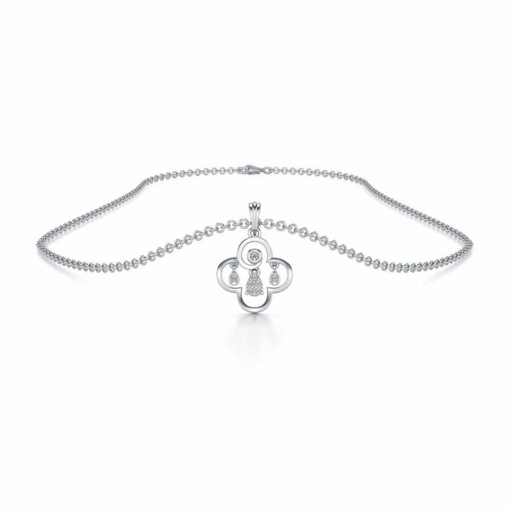 Subtle Shimmer Silver Pendant - White Gold - Image 3