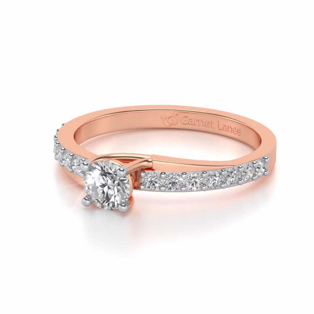 Subtle Solitaire Silver Ring - Rose Gold - Image 2