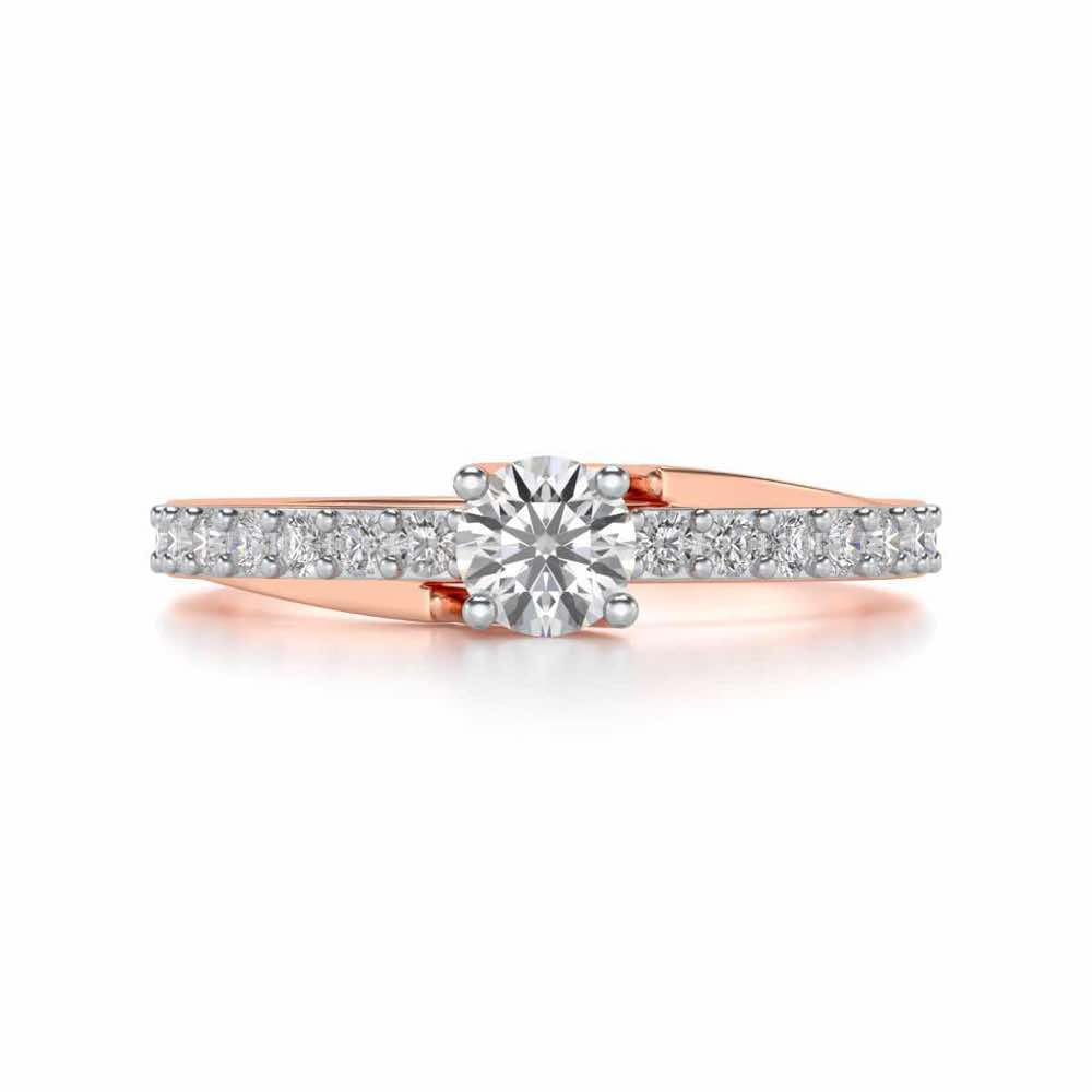 Subtle Solitaire Silver Ring - Rose Gold - Image 4