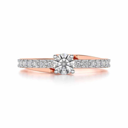 Subtle Solitaire Silver Ring - Rose Gold - Image 4