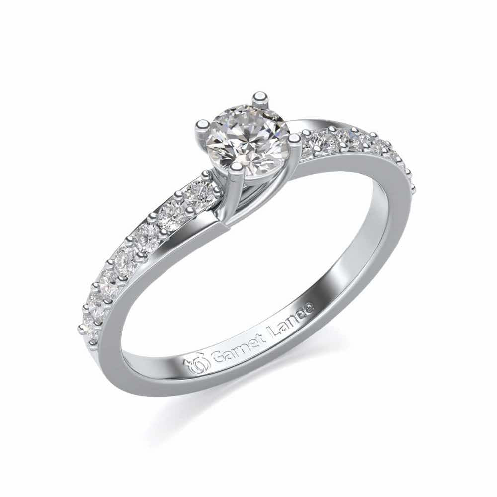 Subtle Solitaire Silver Ring - White Gold - Image 1