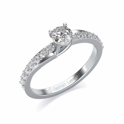 Subtle Solitaire Silver Ring - White Gold - Image 1