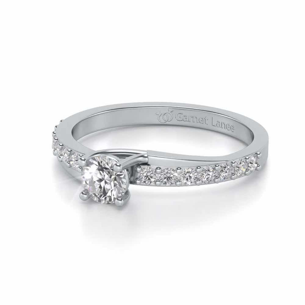 Subtle Solitaire Silver Ring - White Gold - Image 2