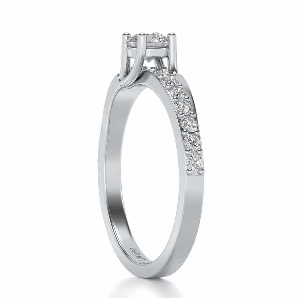 Subtle Solitaire Silver Ring - White Gold - Image 3