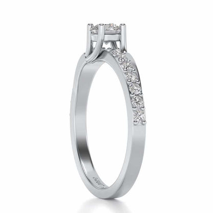 Subtle Solitaire Silver Ring - White Gold - Image 3