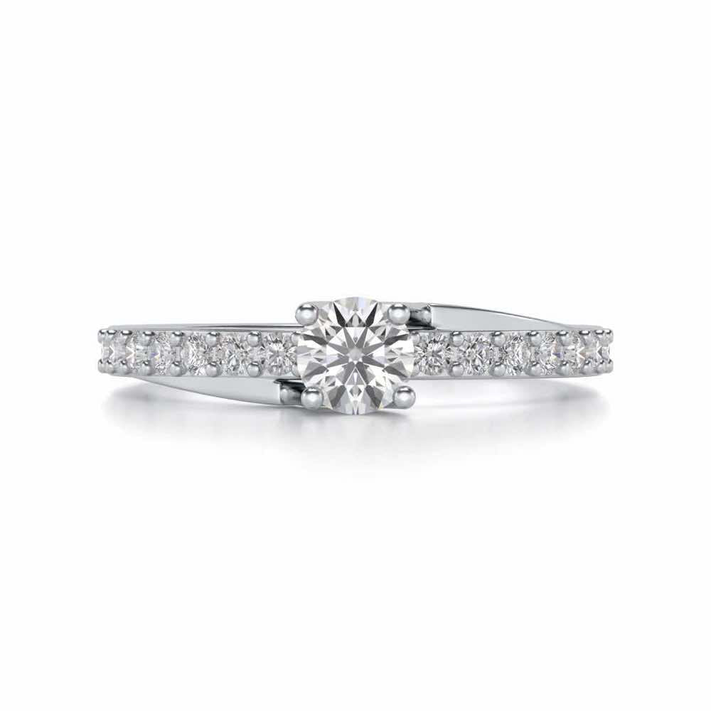 Subtle Solitaire Silver Ring - White Gold - Image 4