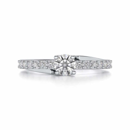 Subtle Solitaire Silver Ring - White Gold - Image 4