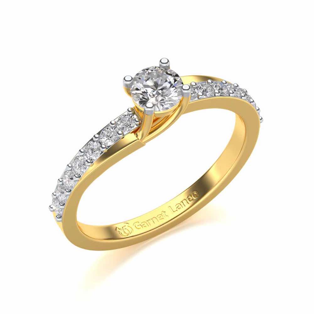 Subtle Solitaire Silver Ring - Yellow Gold - Image 1