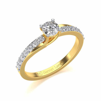 Subtle Solitaire Silver Ring - Yellow Gold - Image 1