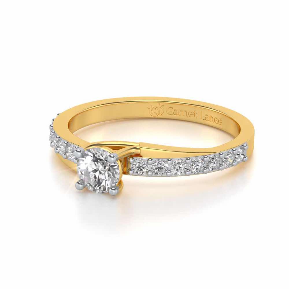 Subtle Solitaire Silver Ring - Yellow Gold - Image 2