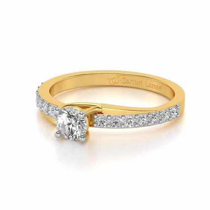 Subtle Solitaire Silver Ring - Yellow Gold - Image 2