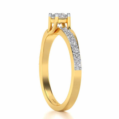 Subtle Solitaire Silver Ring - Yellow Gold - Image 3