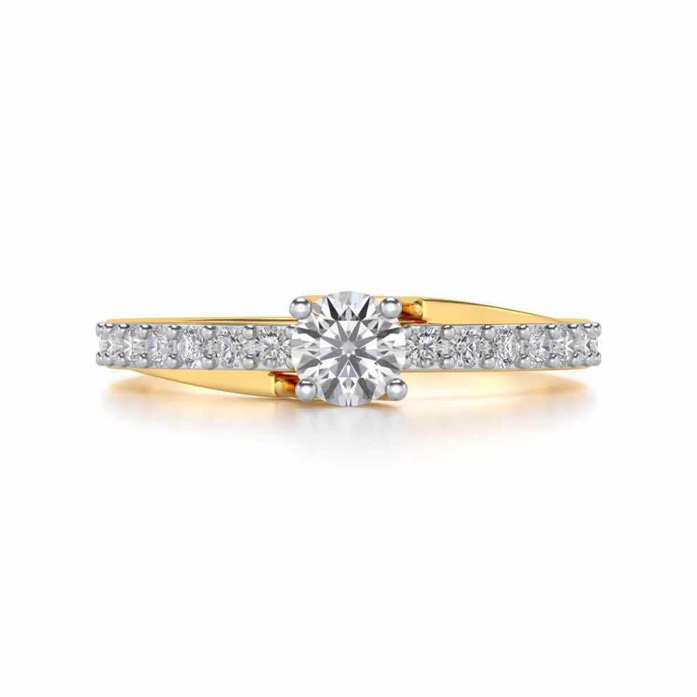 Subtle Solitaire Silver Ring - Yellow Gold - Image 4
