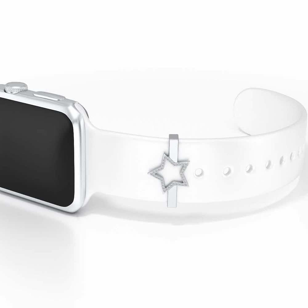Subtle Star Silver Watch Band - White Gold - Image 1