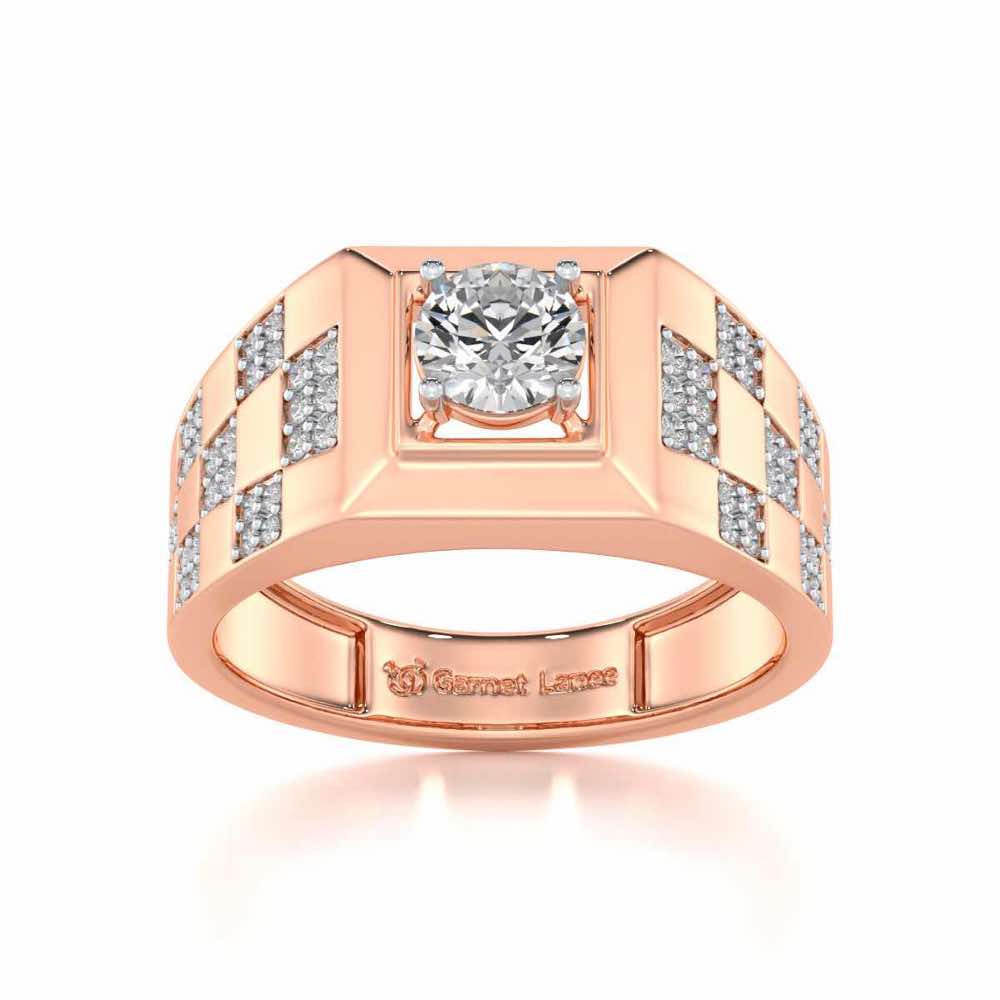 Sumesh Solitaire Ring For Men - Rose Gold - Image 2