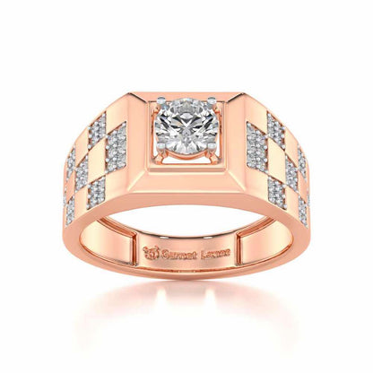 Sumesh Solitaire Ring For Men - Rose Gold - Image 2