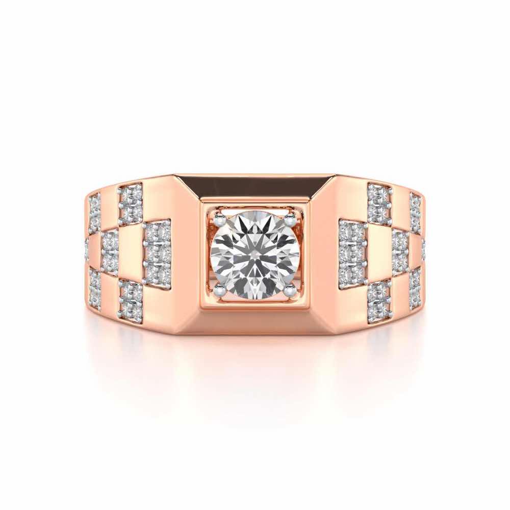 Sumesh Solitaire Ring For Men - Rose Gold - Image 5