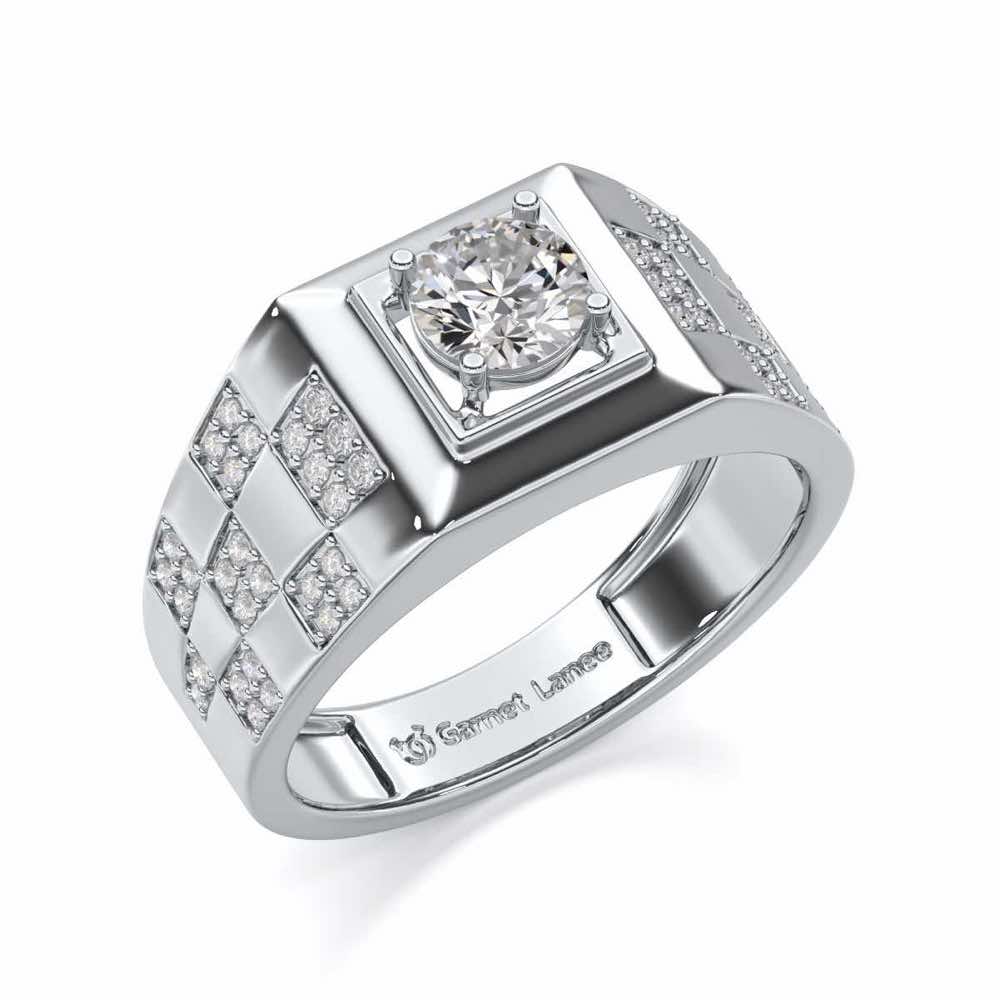 Sumesh Solitaire Ring For Men - White Gold - Image 1