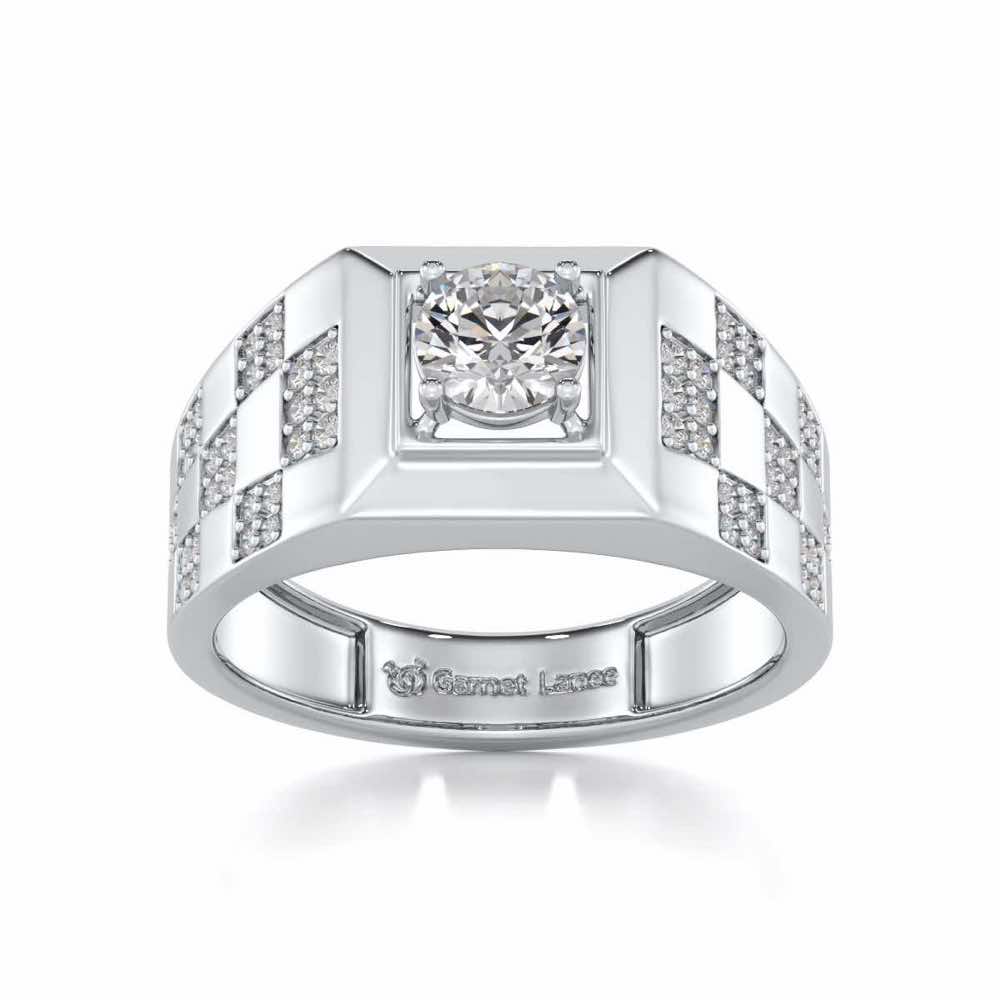 Sumesh Solitaire Ring For Men - White Gold - Image 2