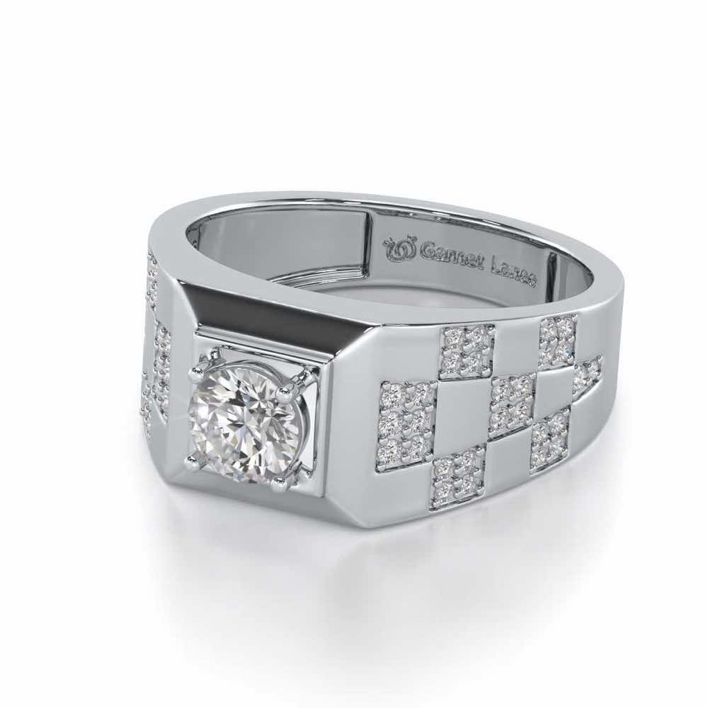 Sumesh Solitaire Ring For Men - White Gold - Image 3