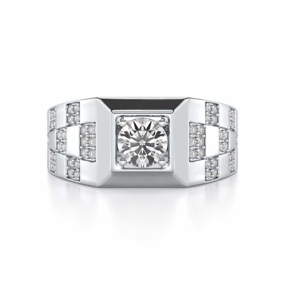 Sumesh Solitaire Ring For Men - White Gold - Image 5
