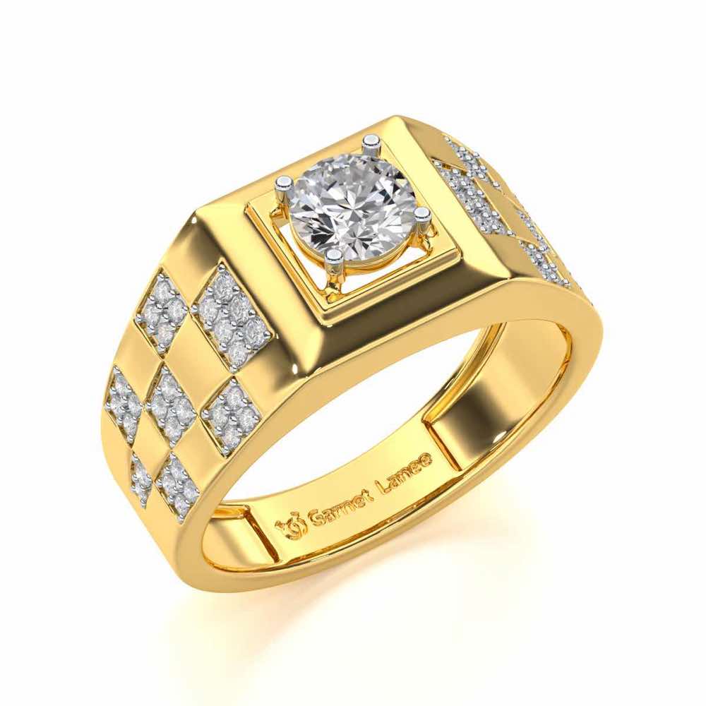 Sumesh Solitaire Ring For Men - Yellow Gold - Image 1