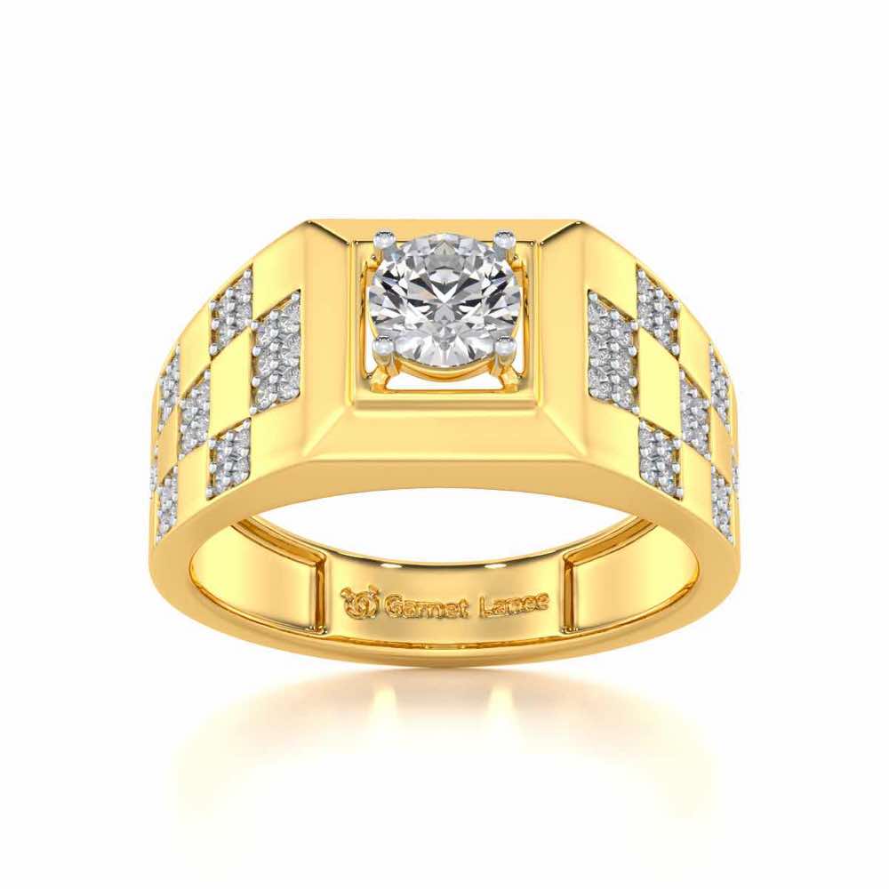 Sumesh Solitaire Ring For Men - Yellow Gold - Image 2