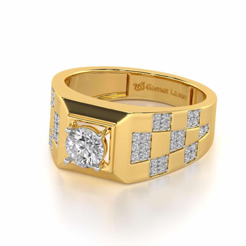 Sumesh Solitaire Ring For Men - Yellow Gold - Image 3