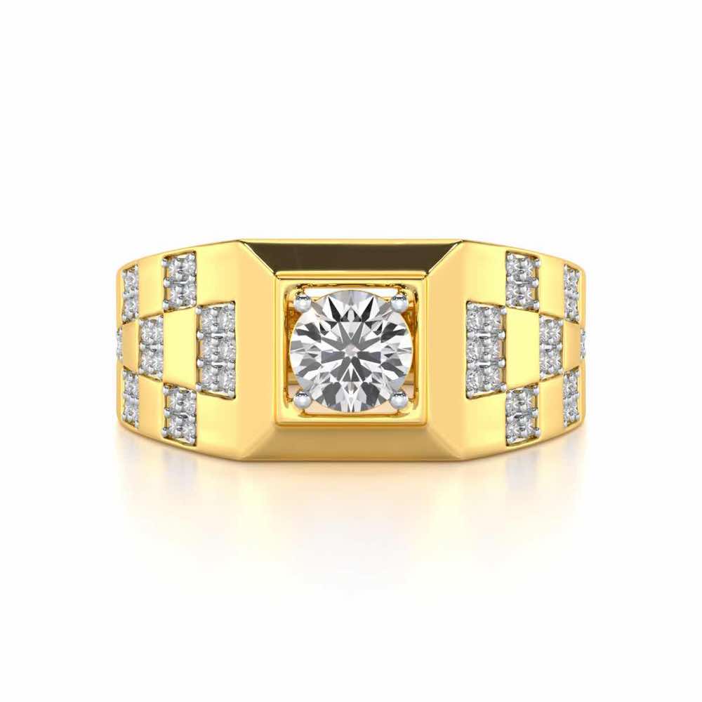 Sumesh Solitaire Ring For Men - Yellow Gold - Image 5