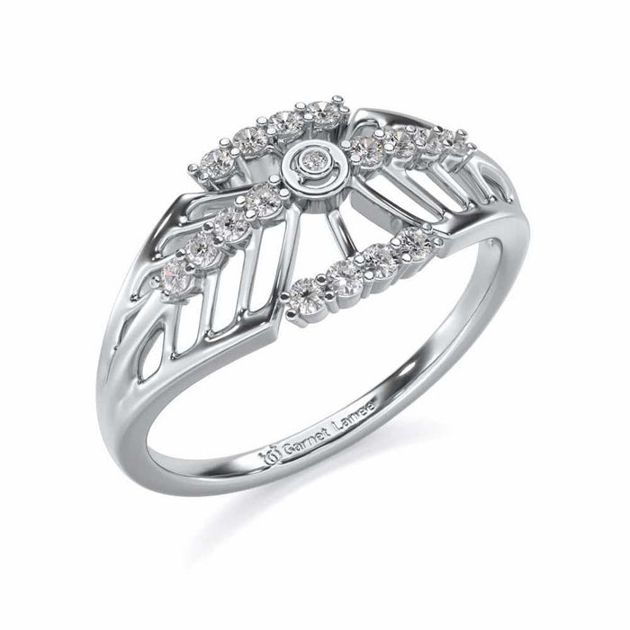Sun Lattice Silver Ring - White Gold - Image 1